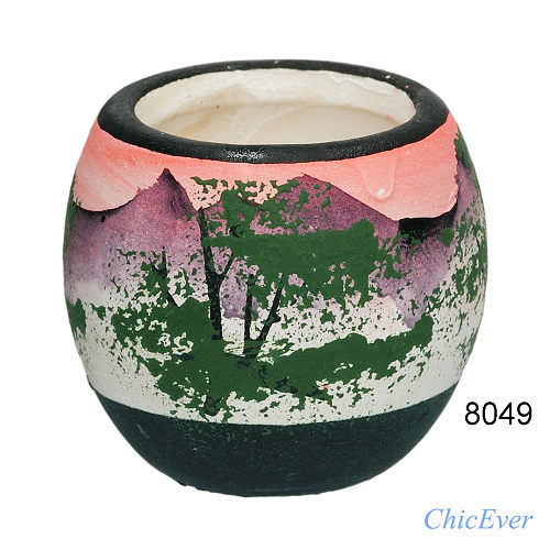 3 tlg. Mini-Dekoset, Vasen, Teller, handbemalt, 8049